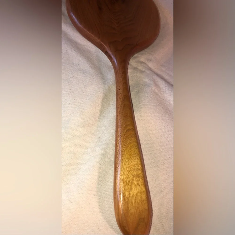 Wooden Round Long Handled Hand Mirror-Handcrafted/vintage 1980s -16.5” long